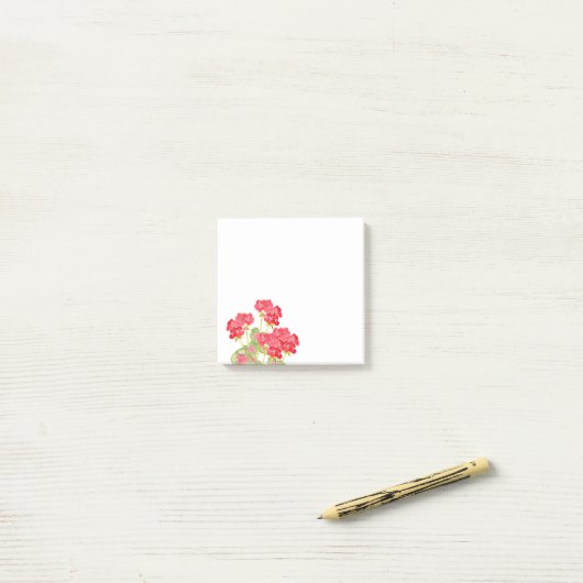 Rood Waterverf Geraniums 2 Post-it® Notes (Op bureau)