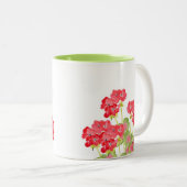 Rood Waterverf Geraniums 2 Tweekleurige Koffiemok (Voorkant rechts)