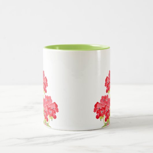 Rood Waterverf Geraniums 2 Tweekleurige Koffiemok (Center)