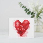 Rood waterverf hart gothische valentijn feestdagenkaart (Staand voorkant)