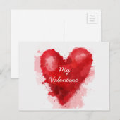 Rood waterverf hart gothische valentijn feestdagenkaart (Voorkant / Achterkant)