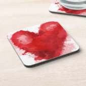 Rood waterverf hart gotisch meisje valentijn drankjes onderzetter (Linkerzijde)