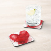 Rood waterverf hart gotisch meisje valentijn drankjes onderzetter (Rechterzijde)