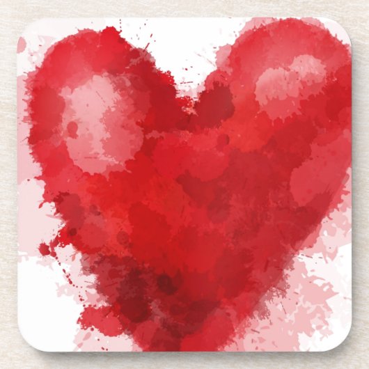 Rood waterverf hart gotisch meisje valentijn drankjes onderzetter (Voorkant)