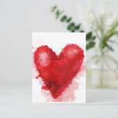 Rood waterverf hart gotisch meisje valentijn feestdagenkaart (Staand voorkant)