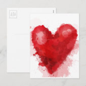 Rood waterverf hart gotisch meisje valentijn feestdagenkaart (Voorkant / Achterkant)