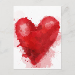 Rood waterverf hart gotisch meisje valentijn feestdagenkaart