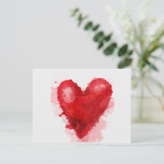 Rood waterverf hart gotisch meisje valentijn feestdagenkaart (Staand voorkant)