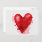 Rood waterverf hart gotisch meisje valentijn feestdagenkaart (Voorkant / Achterkant)