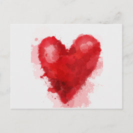Rood waterverf hart gotisch meisje valentijn feestdagenkaart