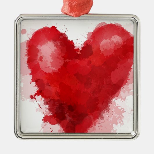 Rood waterverf hart gotisch meisje valentijn metalen ornament (Voorkant)