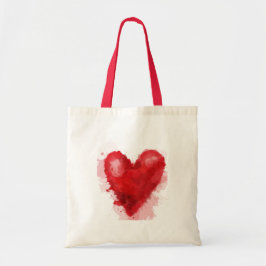 Rood waterverf hart gotisch meisje valentijn tote bag
