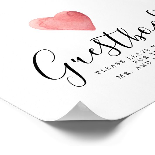 Rood Waterverf Heart Weddenschap Poster (Hoek)