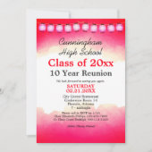 Rood Waterverf High School Class Reunion Sjabloon Kaart (Voorkant)