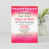 Rood Waterverf High School Class Reunion Sjabloon Kaart (Staand voorkant)