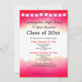 Rood Waterverf High School Class Reunion Sjabloon Kaart (Voorkant)