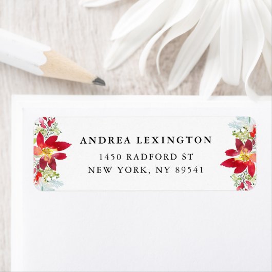 Rood Waterverf kerstfeestdag Etiket (Insitu)