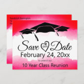 Rood Waterverf klassenreünie sparen de datum Aange Briefkaart (Voorkant / Achterkant)