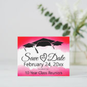 Rood Waterverf klassenreünie sparen de datum Aange Briefkaart (Staand voorkant)