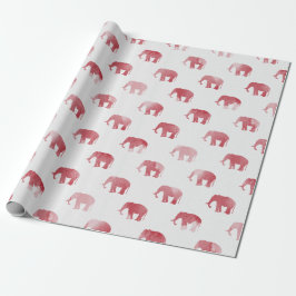 Rood Waterverf met olifant Cadeaupapier