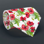 rood Waterverf papaver Patroon op wit Stropdas<br><div class="desc">rode waterverf papaverpatroon.</div>