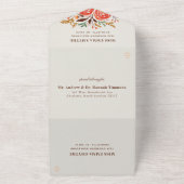 Rood Waterverf Rozen feest All In One Uitnodiging (Buitenkant)