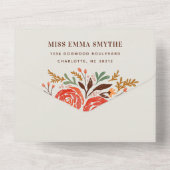 Rood Waterverf Rozen feest All In One Uitnodiging (Achterkant)