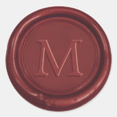 Rood wax monogram klassieke bruiloft voor rood zeg ronde sticker (Voorkant)