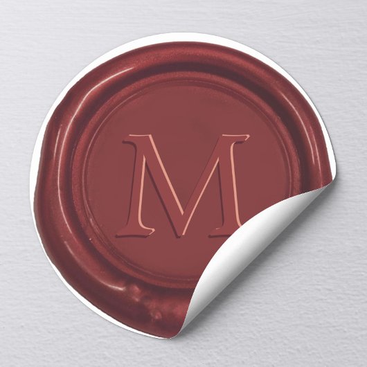 Rood wax monogram klassieke bruiloft voor rood zeg ronde sticker