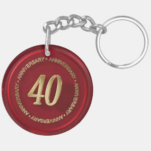 Rood wax zegel ter gelegenheid van 40 jaar sleutelhanger
