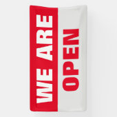 Rood we zijn open sjabloon business banner teken (Verticaal)