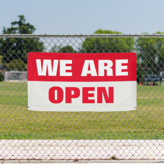 Rood we zijn open sjabloon business banner teken