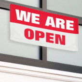 Rood we zijn open sjabloon business banner teken (Buitenkant Gebouw)