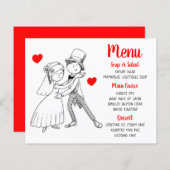Rood-weddenschap Menu Cute Cartoon Bride Groom (Voorkant / Achterkant)