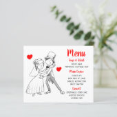 Rood-weddenschap Menu Cute Cartoon Bride Groom (Staand voorkant)