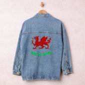 Rood Welsh draak met Wales voor de Win tekst Denim Jacket (Hangar)