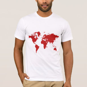 Rood wereldkaart t-shirt