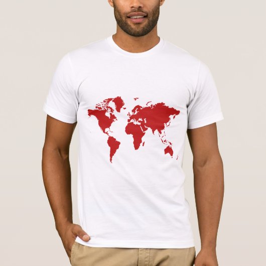 Rood wereldkaart t-shirt (Voorkant)