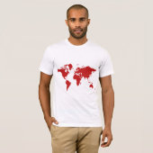 Rood wereldkaart t-shirt (Voorkant volledig)