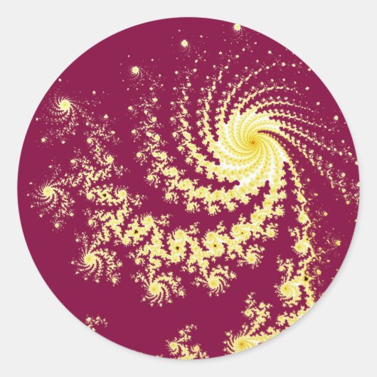 Rood wervelend Mandelbrot fractaal patroon Ronde Sticker (Voorkant)