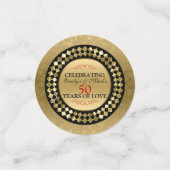 Rood wervelt gouden diamanten en damast confetti (Kleine voorkant)