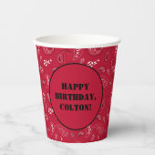 Rood Western Bandana Print Verjaardagsfeestje Papieren Bekers (Voorkant)