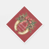Rood Western Goud Hoefijzer Kerst Pine Kegels Servet (Hoek)