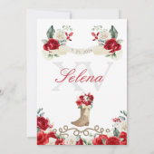  Rood Western Mariachi Prinses Quinceañera Kaart (Achterkant)