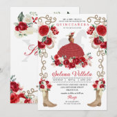  Rood Western Mariachi Prinses Quinceañera Kaart (Voorkant / Achterkant)