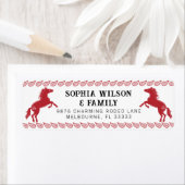 Rood Western Rodeo Horse Retour Adres Label – Rus (Insitu)