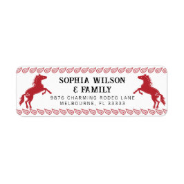 Rood Western Rodeo Horse Retour Adres Label – Rus