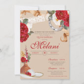 Rood Western Roos Charro Ranchero Quinceanera Kaart (Voorkant)