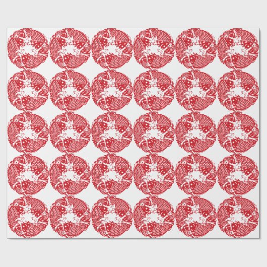 Rood whirling Koi Carp Fish Group Wrapping Paper 1 Cadeaupapier (Vlak)