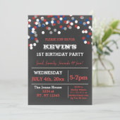 Rood White Blue Confetti gedenkdag Kaart (Staand voorkant)